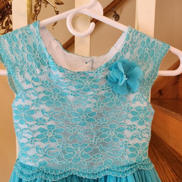 Beautiful Turquoise Party Dress for Girls (Age 7) – Jona Michelle - Picture 3 of 5